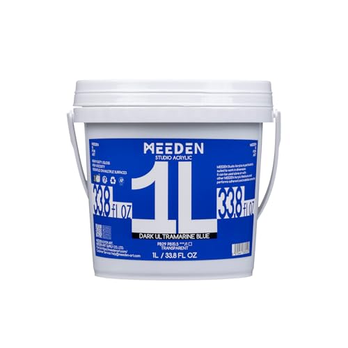 MEEDEN Dark Ultramarine Blue Acrylic Paint: 1 L /33.8 oz Heavy Body Gloss Non-Toxic - Thick Art Paints for Canvas Crafts Wood Metal Plastic Wall - color: Dark Ultramarine Blue - 1L