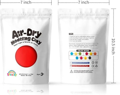 Sago Brothers Modeling Clay for Kids - Red, 7 oz Molding Magic Clay for Kids Air Dry, Super Soft Clay for DIY Slime, Ultra Light Air Dry Modeling Clay for Toddlers Children Teens | Molding magic clay for kids air dry, super soft for DIY slime. Ultra light