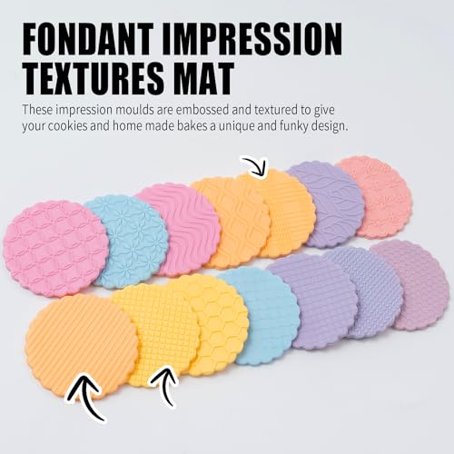KALAIEN 3 Pack Cookie Embosser Set, Fondant Impression Mats Acrylic Embosser for Fondant Stamps, Texture Sheets for Polymer Clay, Chocolate, Cupcake Topper, Fondant Molds-Style 2 - color: Style 2