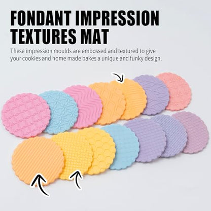 KALAIEN 3 Pack Cookie Embosser Set, Fondant Impression Mats Acrylic Embosser for Fondant Stamps, Texture Sheets for Polymer Clay, Chocolate, Cupcake Topper, Fondant Molds-Style 2 - color: Style 2