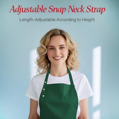 Kitchen Cooking Apron for Women Men Water-Resistant Artist Barista Baking Craft Catering Work Bib with Large Pockets - color: Green