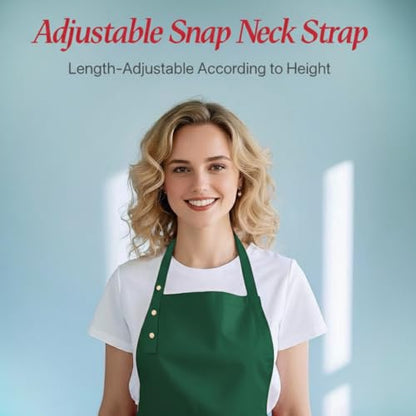 Kitchen Cooking Apron for Women Men Water-Resistant Artist Barista Baking Craft Catering Work Bib with Large Pockets - color: Green