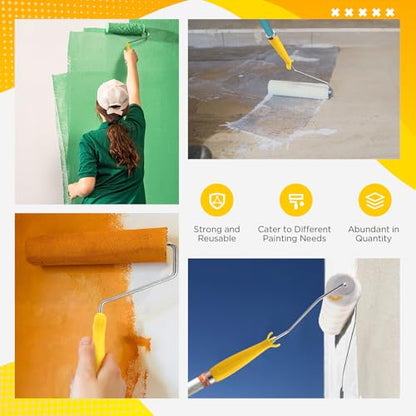 Leumoi 18 Pack 9 Inch Paint Roller Frame 5 Wire Galvanized Roller Handle Brush House Painting Supplies for Wall House Home Repair Tools, Use with 9" Paint Covers (Yellow) - color: Yellow
