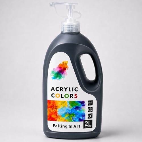 Falling in Art Black Acrylic Paint, Large 67.6Oz Premium Pouring Acrylic Paint, Perfect for Canvas, Wood, Ceramic, and More - color: Black