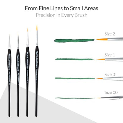 WA Portman Fine Detail Paint Brushes Set – 4pc Synthetic Miniature Paint Brushes (#00, #0, #1, #2) with Triangular Handles for Miniature Painting Models, Nail Art, Calligraphy & Fine Detailing - color: Detail