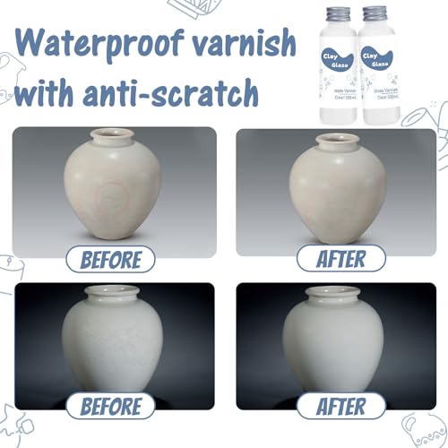 WAN2TLK Air Dry Clay Glaze 100ml, Clay Varnish for Air Drying Clay, Clear Acrylic Varnish for Craft Pottery Waterproof & Gloss Finish - size: 100ml Gloss