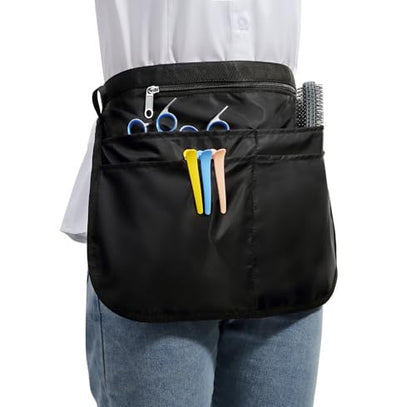 Barber Apron with 5 Pockets, Waterproof and Bleach-proof Hair Stylist Apron for Men and Women - color: Black