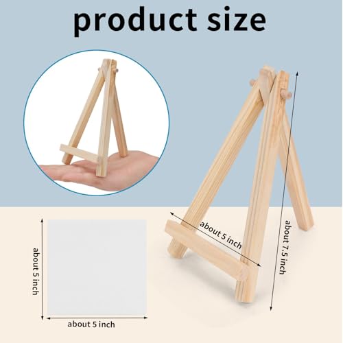 6 Pcs 5 Inch Canvases with 6 Pcs 7.5 Inch Easel Sets, Easel Stand and Painting Canvases for Painting, Crafts, Photos etc. - style: 7.5 inch (pack of 6) easel and 5 inch (pack of 6) canvases.