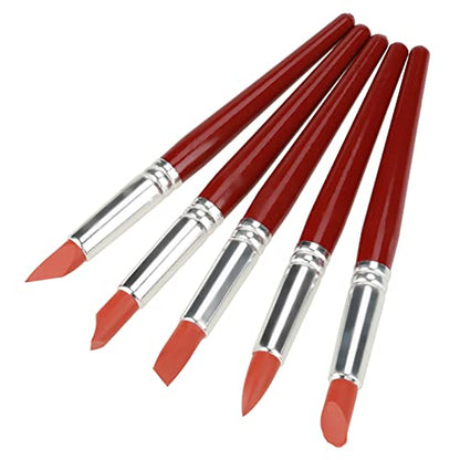 5Pcs Silicone Clay Sculpting Tool, Sculpting Silicone Brush for Color Shaping Modeling Pottery Rubber