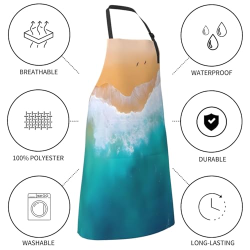 Beach For Waterproof Adjustable Adult Apron With Pockets For Men And Women Cooking, Painting