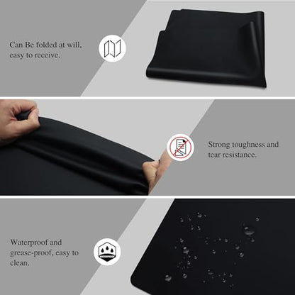 2Pcs Black Silicone Placemats, 15.7"x 11.8" - Kitchen Counter & Baking Silicone Mats - color: Black, size: 15.7"x 11.8"
