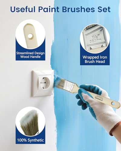 32PCS Paint Roller Kit with Extension Pole - 2 to 4 FT Pole, 4 inch 9 inch Paint Rollers, Paint Brushes for Walls, Painters Tape & Drop Cloth, Microfiber Roller Covers for Professional Painting - size: 32PCS