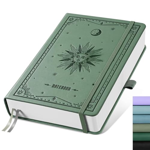 EMSHOI Graph Paper Notebook, 320 Pages, 100gsm Thick Paper, A5 PU Leather Hardcover, 5mm Grid Notebook for Work School Math Engineering Writing Graphing, Small 5.75"x8.38", Green - color: Green, size: A5 Graph