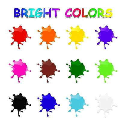ABEIER Washable Finger Paint for Toddlers, Safe Non-Toxic, 12 Vibrant Colors (1.21fl oz), Baby Safe Paint for Hand and Feet, Mess Free Art Supplies for Kids, Preschool Learning Gifts, Ages 1-3 4 5 6+ - style: 1.21 Fl Oz (Pack of 12)