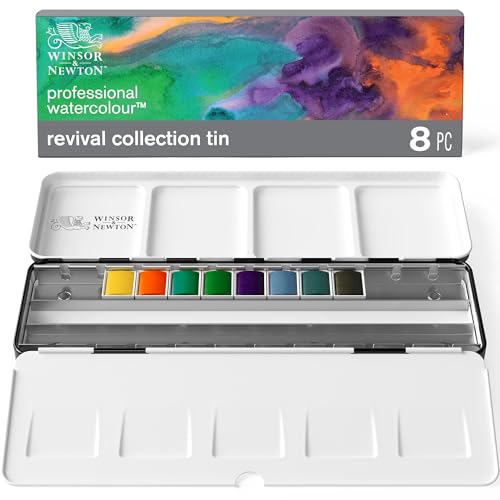 Winsor & Newton Professional Watercolour, Revival Collection Tin, Half-Pan Set of 8 - style: Revival Collection Half Pan Set