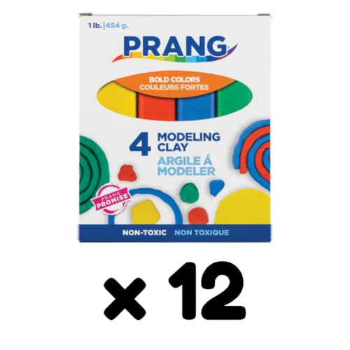 Prang Modeling Clay, Primary Set, 1 lb. Box, Case of 12 Boxes | 1/4 lb. Sticks of Red, Blue, Green, and Yellow, Pliable, Non-Hardening, Non-Staining, Easy Clean-Up - color: Primary Colors, size: 1 lb. (Pack of 12)