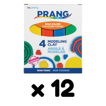 Prang Modeling Clay, Primary Set, 1 lb. Box, Case of 12 Boxes | 1/4 lb. Sticks of Red, Blue, Green, and Yellow, Pliable, Non-Hardening, Non-Staining, Easy Clean-Up - color: Primary Colors, size: 1 lb. (Pack of 12)