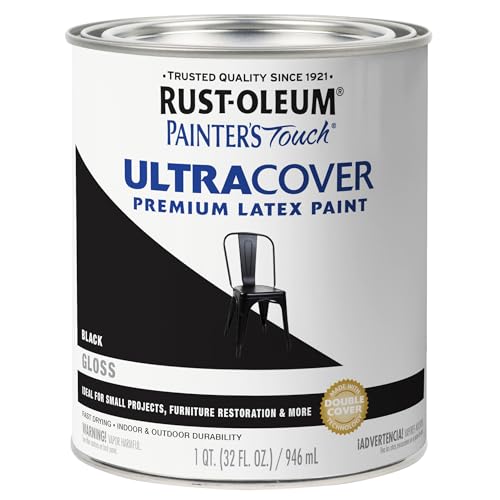 Rust-Oleum 1979502 Painter's Touch Latex Paint, Quart, Gloss Black, 1 Quart, (Pack of 1) - color: Gloss Black, size: 1 Quarts (Pack of 1)