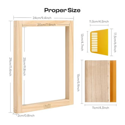 Caydo Screen Printing Frame with Screen Printing Squeegee for T-Shirts, Backpacks, Handbags DIY Printing, 8 x 10 Inch Wood Silk Screen with 110 White Mesh - size: 8 x 10 Inch