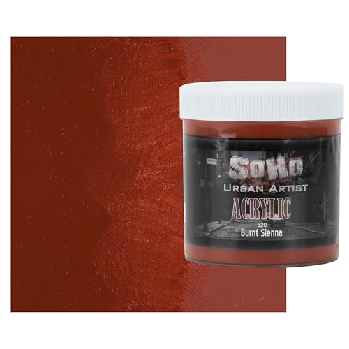 Soho Urban Artist Heavy Body Acrylic Paint - 500 ml Jar - Burnt Sienna - Thick, Rich Color, Excellent Coverage, Professional Quality - Artists Acrylic Paint - color: Burnt Sienna, size: 16.91 Fl Oz (Pack of 1)