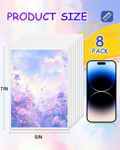 5x7 Inch Canvas Boards for Painting, 8 Pack Primed Acid-Free Blank Canvas Panels, Mini Canvas for Beginners & Artist, Small Canvases for Painting for Classroom and Painting Parties. - size: 5x7in