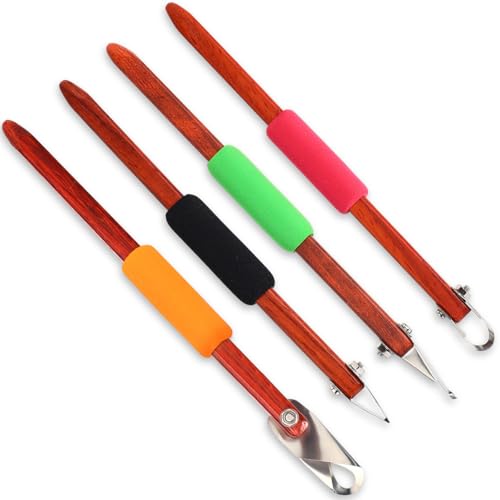 Lanties 4 Pcs Pottery Carving Tool Set Sculpture Scraper Craft Modelling Tools Red Pear Wood Texture Handle with Stainless Steel Blade for Clay Carving, Ceramic Sculpting, Graffito (Novel Color) - color: Novel Color