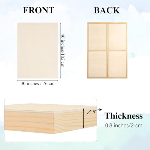 Aodaer 4 Pack Wood Panels 30 x 40 Inch Wooden Panels Canvas Unfinished Craft Wood Boards Panel for Art Crafts Acrylic and Oil Painting Pouring DIY Projects - size: 30 x 40 Inch