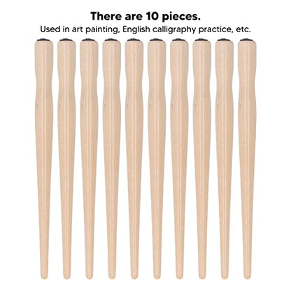 HERCHR 10 Pcs Nib Pen Holder, Comfortable Wooden Comic Dip Pen Nib Holder Set for Beginners Professionals Art Painting Calligraphy Writing Drawing Signing (Natural Wood) - color: Natural Wood