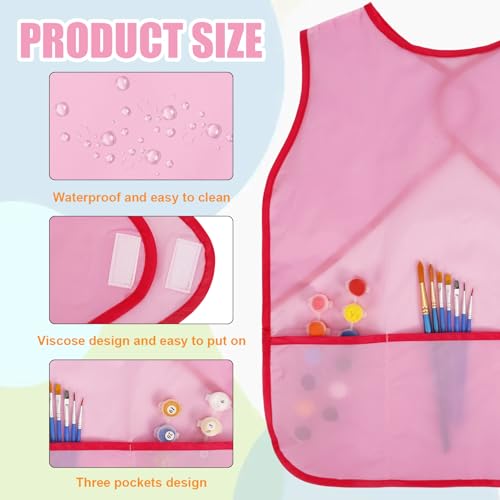 Kids Art Smock Sleeveless Painting Apron 3-8 Years | 3 Deep Pockets, Washable Waterproof Coverall for Painting, Crafts, Messy Play - Ideal for Boys Girls Classroom & Home - color: Blue, Yellow, Red, Green, Pink and Light Blue