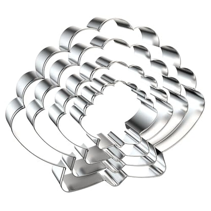 Seashell Cookie Cutters Shapes Set for Baking Large Small Mini - 5 Inch, 4 Inch, 3 Inch, 2 Inch - Stainless Steel