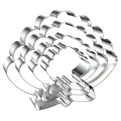 Seashell Cookie Cutters Shapes Set for Baking Large Small Mini - 5 Inch, 4 Inch, 3 Inch, 2 Inch - Stainless Steel