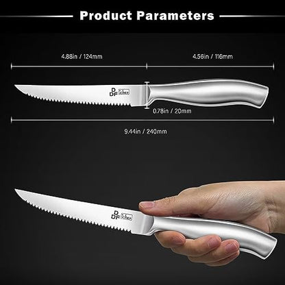 DDF iohEF Steak Knife Set, 6 Piece Steak Knife, High Carbon Japanese Stainless Steel Serrated Steak Knives - color: 6PCS Steak Knives