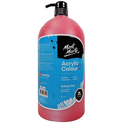 Mont Marte Discovery School Acrylic, Carmine, 1/2 Gallon (2 Liter). Ideal for Students and Artists. Excellent Coverage and Fast Drying. Pump Lid Included. - color: Carmine
