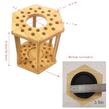Paint Brush Holder Bamboo Paint Brush Holder,Rotating Watercolor Paint BrushHolder Display Stand and Organizer with 24Holes and 1 Big Hole for Desk, Arts and Crafts (1PCS)