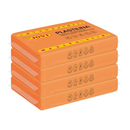 Jovi - Modeling Clay, 3 Pounds Total, 4 Non-Drying Orange Bars, 0.77lb Each | Professional Arts and Crafts Non-Toxic and Gluten Free plasticine - color: Orange