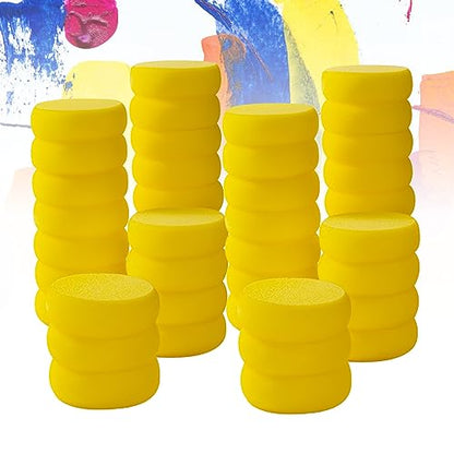 50 Pack Round Yellow Synthetic Sponge, 2.9 inch - Artist Sponge for Face Painting, Crafts, Pottery, Clay, Ceramics - size: 50pcs-2.9inch