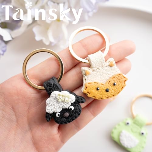 TAINSKY Animals Keychain Polymer Clay Cutter, Cute Polymer Clay Keychain Cutters, Boho Clay Cutters for Polymer Clay Jewelry, 10 Shapes Keychain Cutter, Panda Polymer Clay Earring Cutters-B - color: Keychain -C