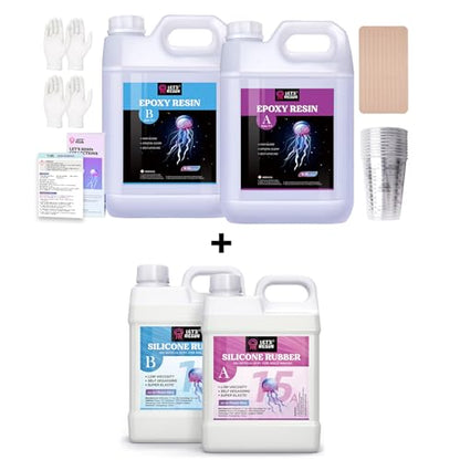 LET'S RESIN Bundle Set of 140oz Silicone Mold Making Kit and 1.5 Gallon Epoxy Resin