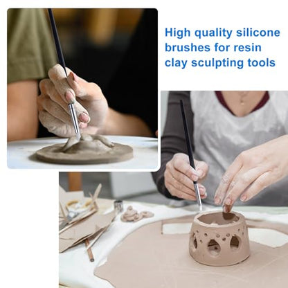 SmallCat 5 Pcs Silicone Paint Brushes, Flexible Clay Carving Tools, Professional Sculpting Tools for Handicraft Pottery Artwork Shaping Carving DIY- White (5mm) - color: White (5mm)