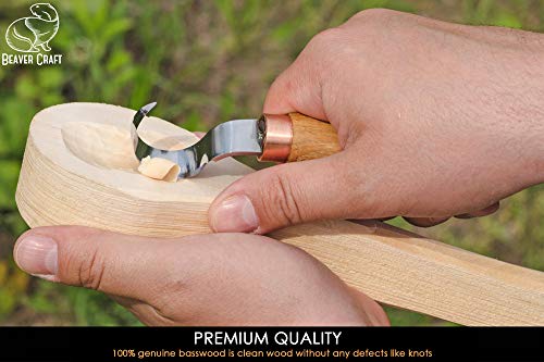 BeaverCraft Spoon Carving Blank BB1 Unfinished Wood for Whittling Tools, Spoon Carving Kit - Wood Carving Blocks Basswood for Crafts