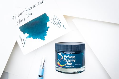 Private Reserve Premium Fountain Pen Ink, 60ml Bottle, Ebony Blue | Premium fountain pen ink with smooth flow, rich color, and reliable everyday writing performance. - color: Ebony Blue