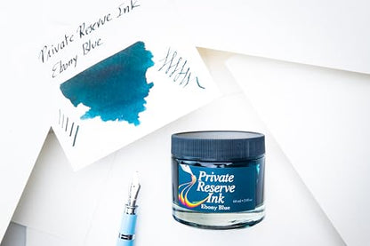 Private Reserve Premium Fountain Pen Ink, 60ml Bottle, Ebony Blue | Premium fountain pen ink with smooth flow, rich color, and reliable everyday writing performance. - color: Ebony Blue