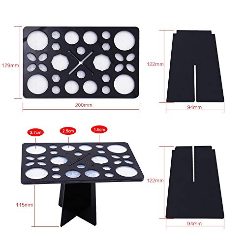Makeup Brush Cleaning Mat & Drying Rack - 28 Holes Brush Holder, Silicone Rubber Clover Shaped Mat Cleaner - Black & Pink
