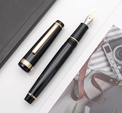 JINHAO 82 Fountain Pen with Gold Clip (F Nib 0.5mm, Black) - color: Black