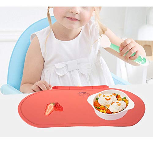 Silicone Children's Place Mat - Baby Mumbo | Food-Grade Quality with Unique Raised Edges for Spill Prevention | Lightweight, Portable, and Spill-Proof Tray (Precious Purple) - color: Precious Purple