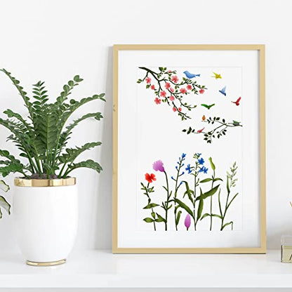 Marspark 20 Pieces Wildflower Stencils for Painting Template Flower Wall Stencils Reusable Spring Templates PET DIY Drawing for Painting on Wood Wall(Rectangular Style) - style: Rectangular Style