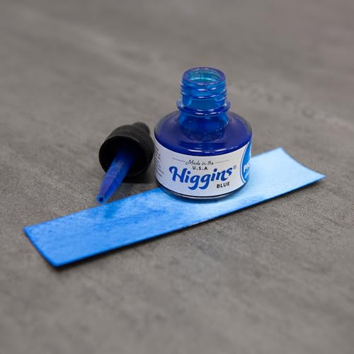 Higgins Blue Pigmented Drawing Ink - for Artists and Students - 1 oz. Glass Bottle (HIG44685) - color: Blue