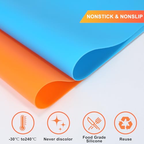 2Pack Silicone Mats, Premium Silicone Mat for Crafts, 15.7 "x11.8" Playdough Mat, Silicone Sheet for Crafts, Liquid, Resin Jewelry Casting Molds Mat, Nonstick & Nonslip Table Protector by YUIOASE