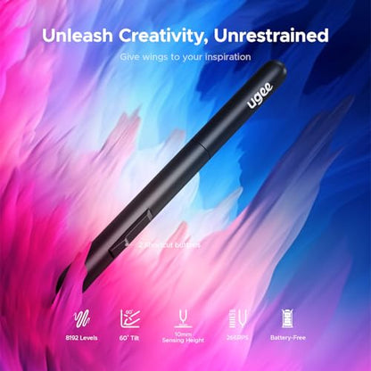 Graphics Drawing Tablet, UGEE M708 10 x 6 inch Large Digital Drawing Pad with 8 Hot Keys 8192 Levels Pen, Graphic Tablets for Computer Graphic Board Creation Sketch for PC/Laptop/Mac OS/Linux/Chrome - style: Wired M708 V3