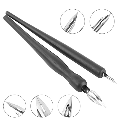 Estink Manga Cartoon Comic Dip Pen Set, Calligraphy Pens with 2 Pen Holders and 5 Replacement Nibs for Drawing Painting